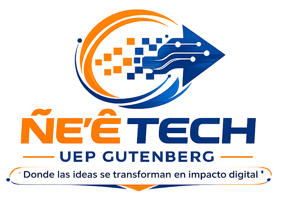 Logotipo ÑE’ÊTECH UEP Gutenberg: donde las ideas se transforman en impacto digital